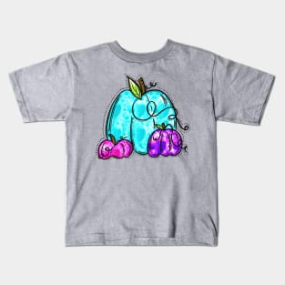 Shiny metallic teal purple pink pumpkin fall design Kids T-Shirt